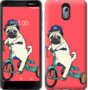 

Чехол Мопс на велосипеде для Nokia 3.1 671047