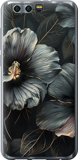 Чохол Чорні квіти на Huawei Honor 9