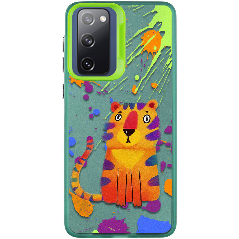 TPU+PC чохол TakiTaki Graffiti magic glow на Samsung Galaxy S20 FE (Shocked tiger / Green)