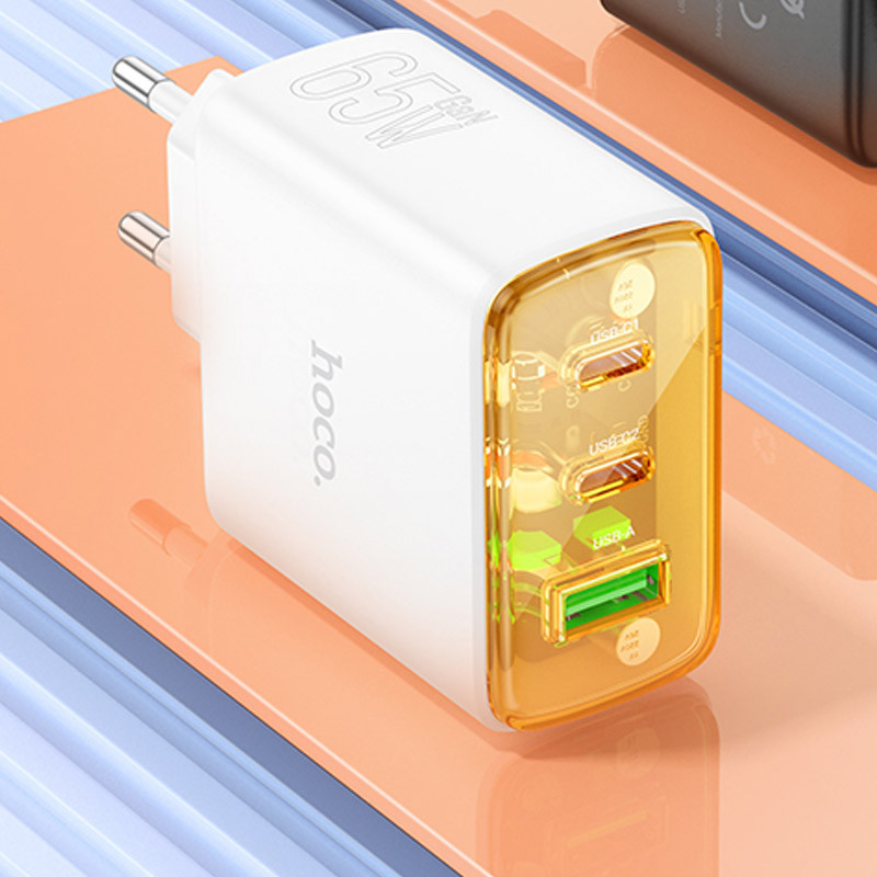 СЗУ Hoco CS44A Smart PD65W (1USB-A/2С) (White) в магазине vchehle.ua