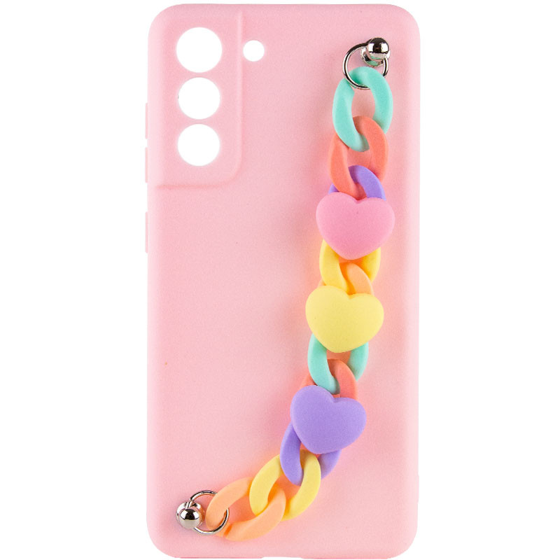Чехол Chained Heart c подвесной цепочкой для Samsung Galaxy S21 FE (Pink Sand)