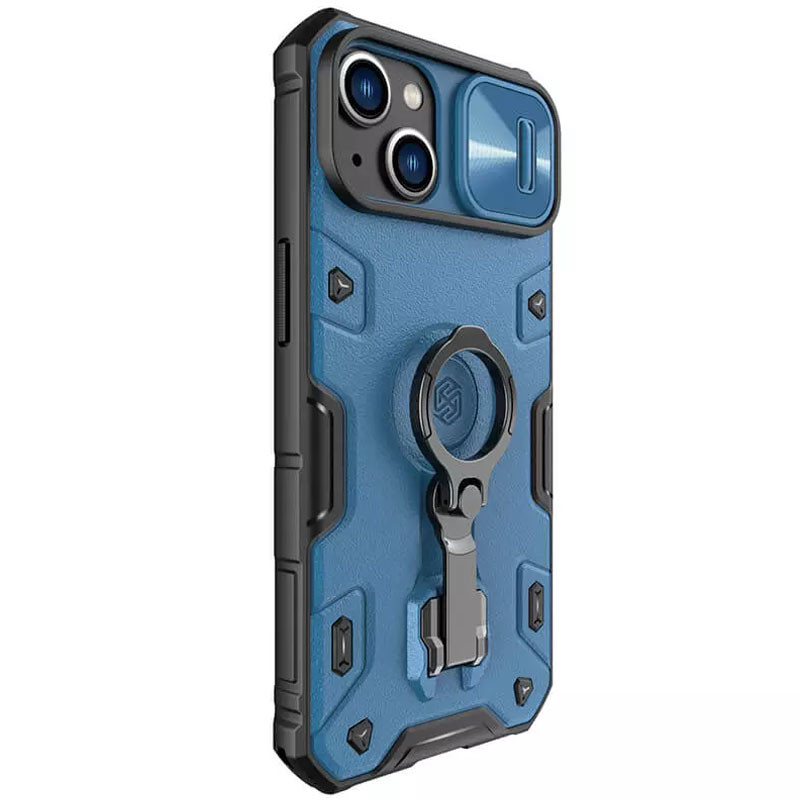 Купить TPU+PC чехол Nillkin CamShield Armor Pro no logo (шторка на камеру) для Apple iPhone 14 / 13 (6.1") (Синий) на vchehle.ua