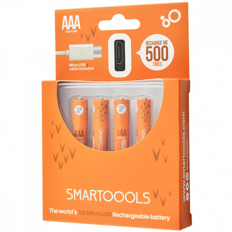 Фото Аккумуляторные батарейки Smartoools AAA 450 mah 4 pcs (Черный) на vchehle.ua