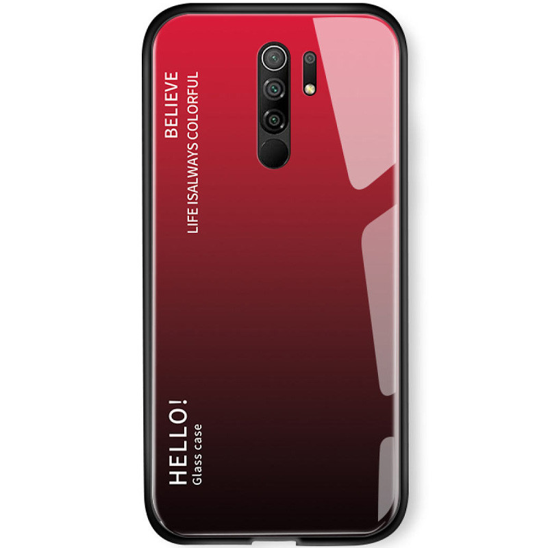 TPU+Glass чехол Gradient HELLO для Xiaomi Redmi 9 (Красный)