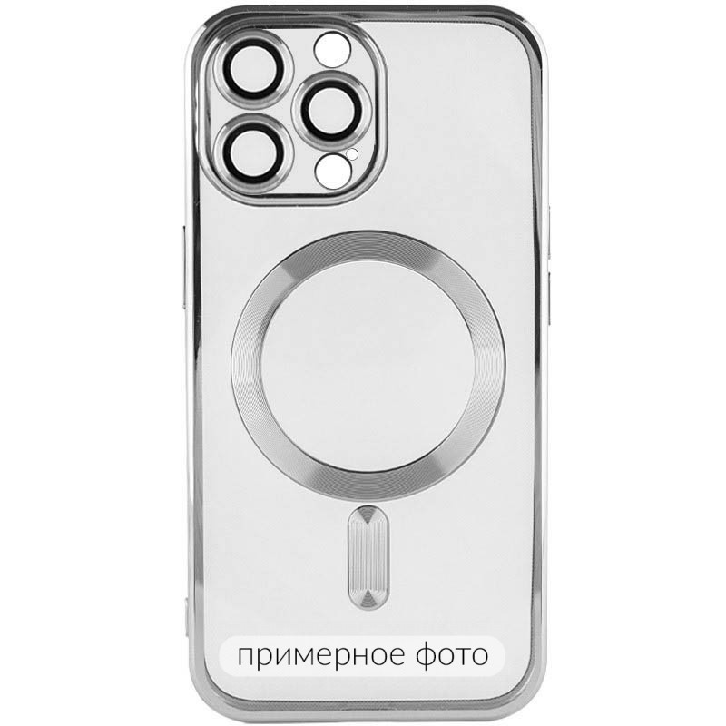 Фото TPU чехол Fibra Chrome with Magnetic safe для Apple iPhone 16 (6.1") (Silver) на vchehle.ua