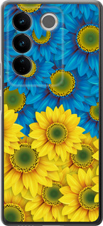 Чехол Жёлто-голубые цветы для Vivo S16 Pro