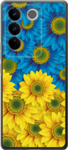 Чехол Жёлто-голубые цветы для Vivo S16 Pro