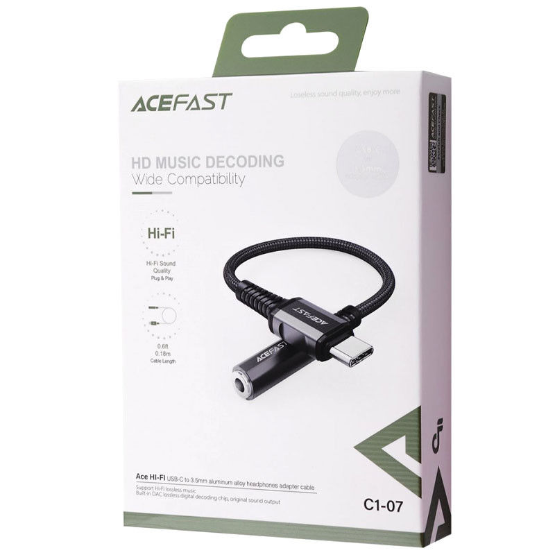 Перехідник Acefast C1-07 USB-C to 3.5mm aluminum alloy (Black) в магазині vchehle.ua