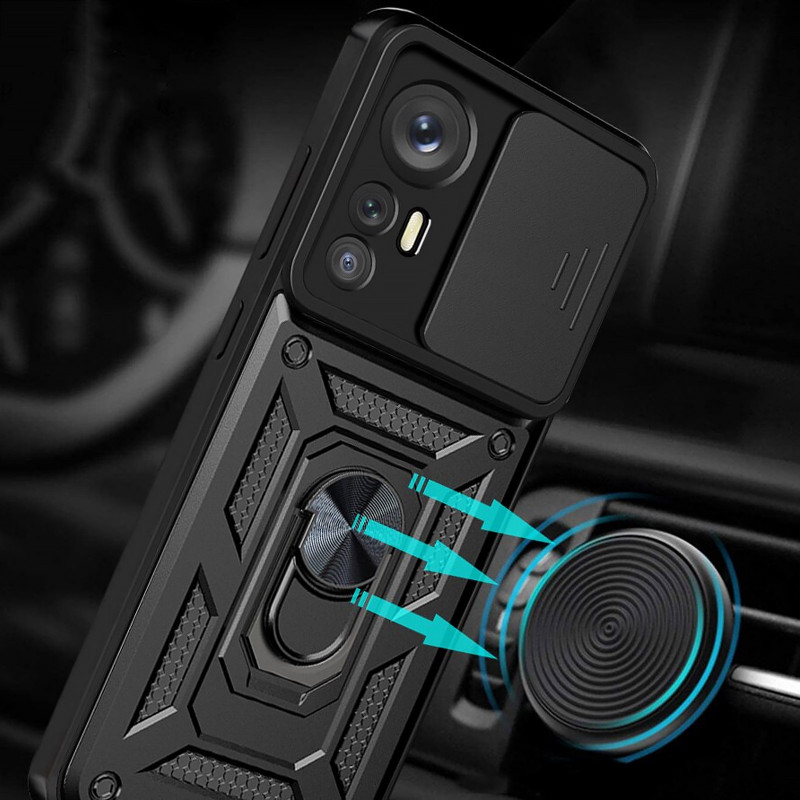Фото Ударопрочный чехол Ummi Camshield Serge Ring для Xiaomi 12T / 12T Pro (Черный) на vchehle.ua