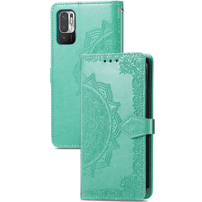 Кожаный чехол-книжка Art Case с визитницей для Xiaomi Redmi Note 10 5G / Poco M3 Pro (Бирюзовый)