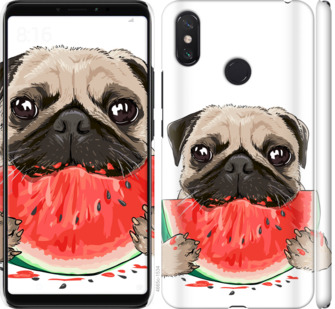 

Чехол Мопс и арбуз для Xiaomi Mi Max 3 843765