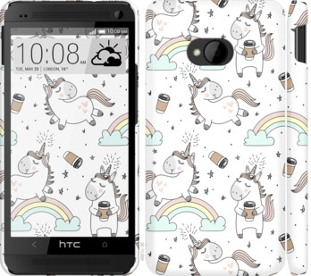 

Чехол Единорог и кофе для HTC One M7 840732