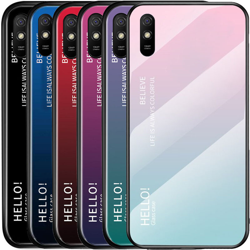 TPU+Glass чехол Gradient HELLO для Xiaomi Redmi 9A