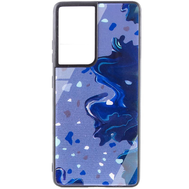 TPU+Glass чохол Diversity на Samsung Galaxy S21 Ultra (Stains blue)