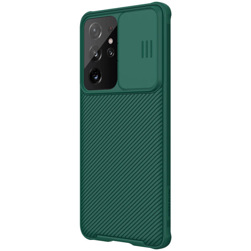Фото Карбоновая накладка Nillkin Camshield (шторка на камеру) для Samsung Galaxy S21 Ultra (Зеленый / Dark Green) в магазине vchehle.ua