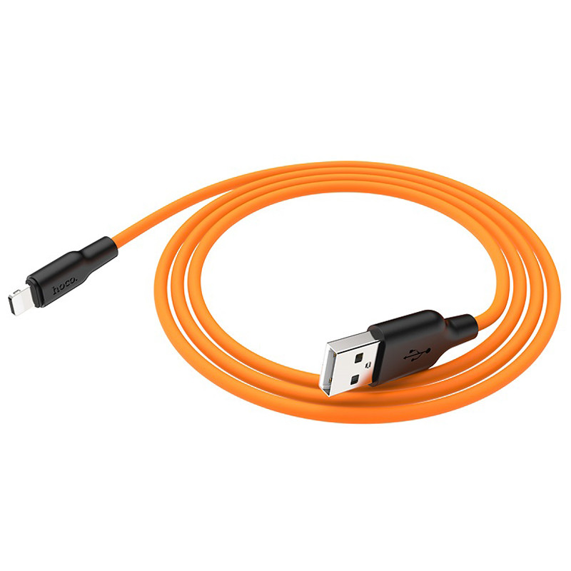 Фото Дата кабель Hoco X21 Plus Silicone Lightning Cable (1m) (Black / Orange) на vchehle.ua