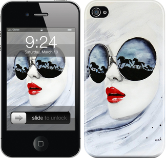Чехол Девушка акварелью для iPhone 4