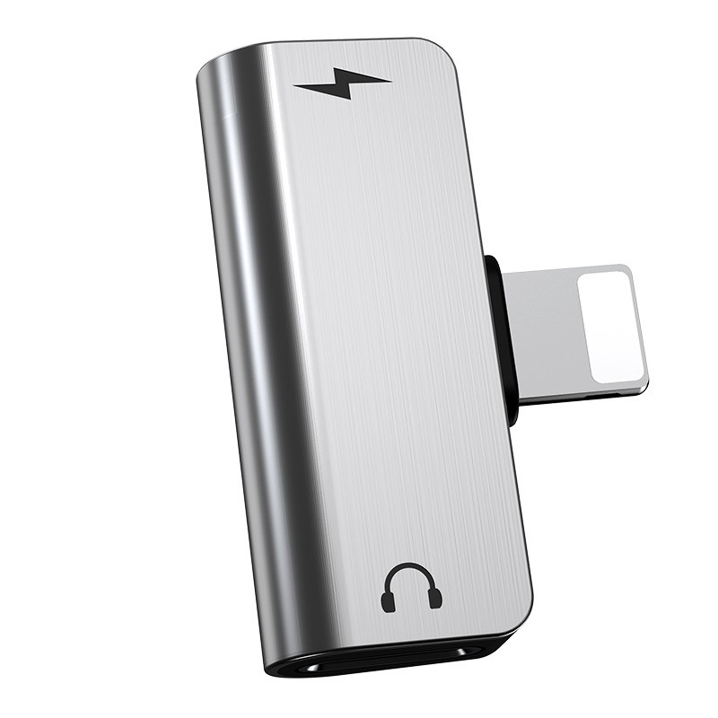 Фото Переходник Hoco LS24 Lightning to lightning audio/lightning (Стальной) на vchehle.ua