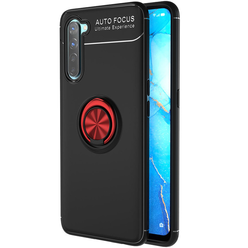 

TPU чехол Deen ColorRing под магнитный держатель (opp) для Oppo Reno 3 / Oppo A91 (Черный / Красный) 925779