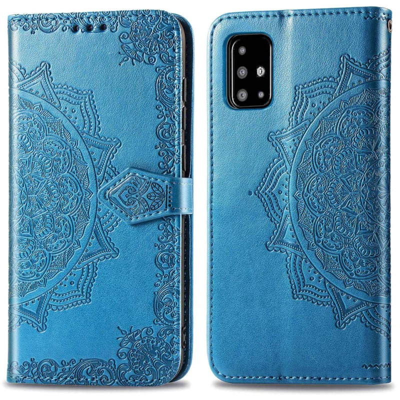 Шкіряний чохол (книжка) Art Case з візитницею на Samsung Galaxy A71 (Синій)