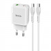 СЗУ Hoco N5 Favor 20W PD+QC3.0 (1USB-A/1C) + кабель Type-C to Type-C (Белый)