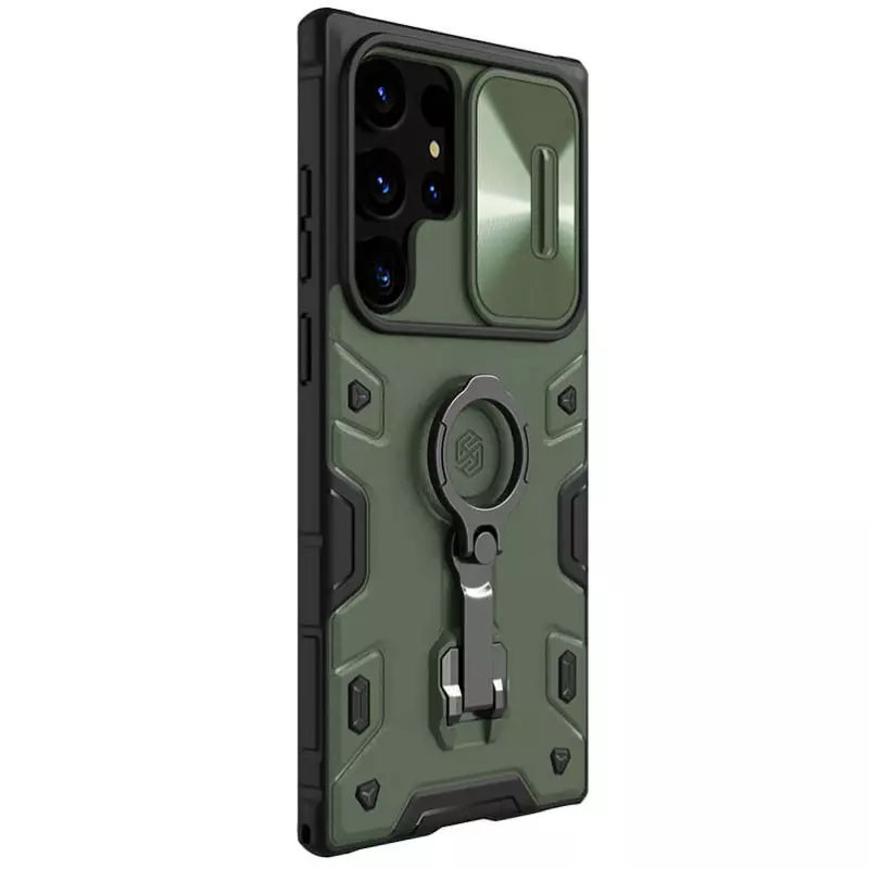 Фото TPU+PC чехол Nillkin CamShield Armor Pro no logo (шторка на камеру) для Samsung Galaxy S23 Ultra (Зеленый) в магазине vchehle.ua