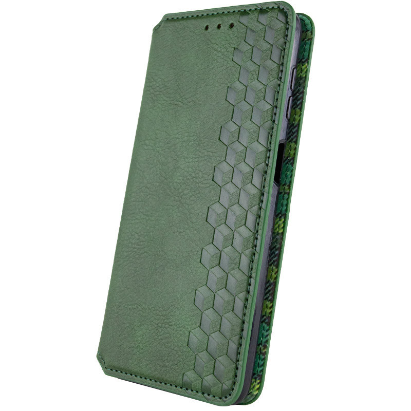 Кожаный чехол-книжка GETMAN Cubic (PU) для Motorola Moto G05 / E15 (Зеленый) в магазине vchehle.ua