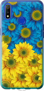Чехол Жёлто-голубые цветы для Realme 3