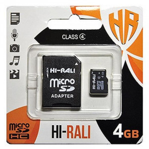 Карта памяти Hi-Rali microSDHC 4 GB Card Class 4 + SD adapter