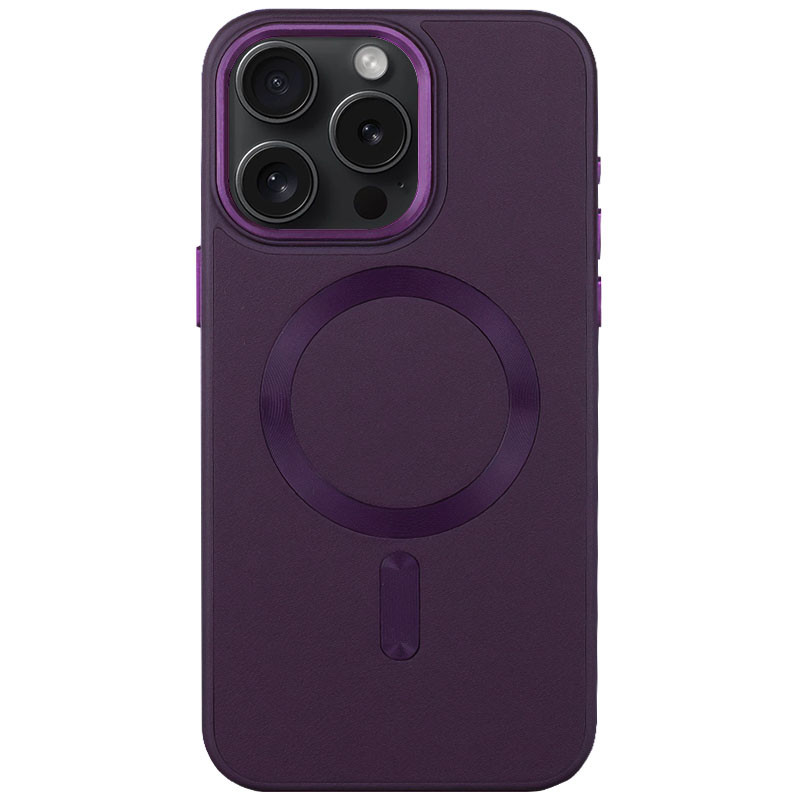 Кожаный чехол Bonbon Leather Metal Style with Magnetic Safe для Apple iPhone 12 Pro / 12 (6.1") (Фиолетовый / Dark Purple)