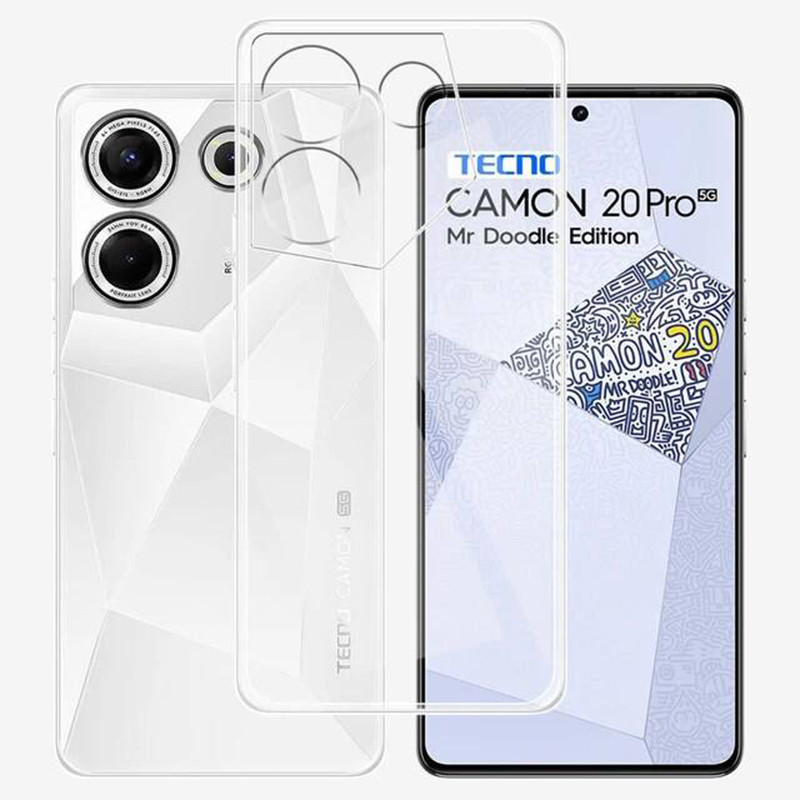 TPU чехол Epic Transparent 1,5mm Full Camera для TECNO Camon 20 Pro (CK7n) (Бесцветный (прозрачный)) в магазине vchehle.ua