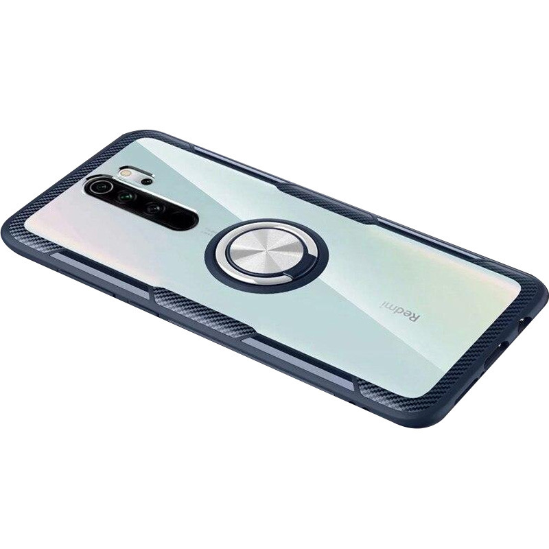 

TPU+PC чохол Deen CrystalRing for Magnet (opp) на Xiaomi Redmi Note 8 Pro (Прозорий / Темно синій) 908294