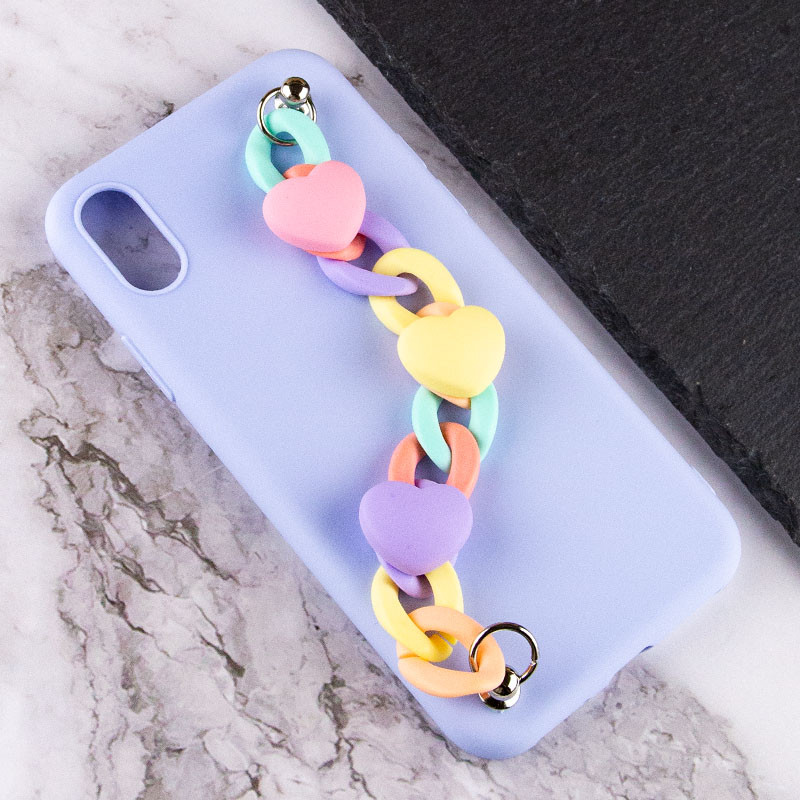 Фото Чехол Chained Heart c подвесной цепочкой для Apple iPhone X / XS (5.8") (Lilac Blue) в магазине vchehle.ua