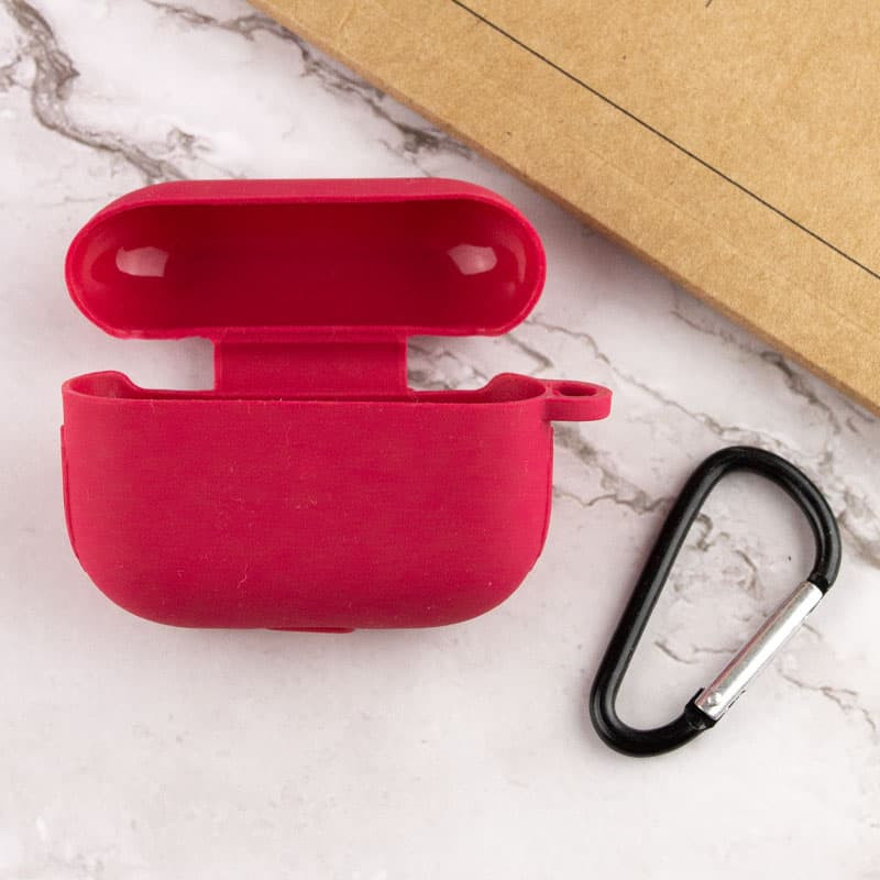 Фото Силиконовый футляр New с карабином для наушников Airpods Pro (Красный / Rose Red) в магазине vchehle.ua