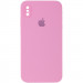 Чохол Silicone Case Square Full Camera Protective (AA) для Apple iPhone X / XS (5.8") (Рожевий / Light pink)