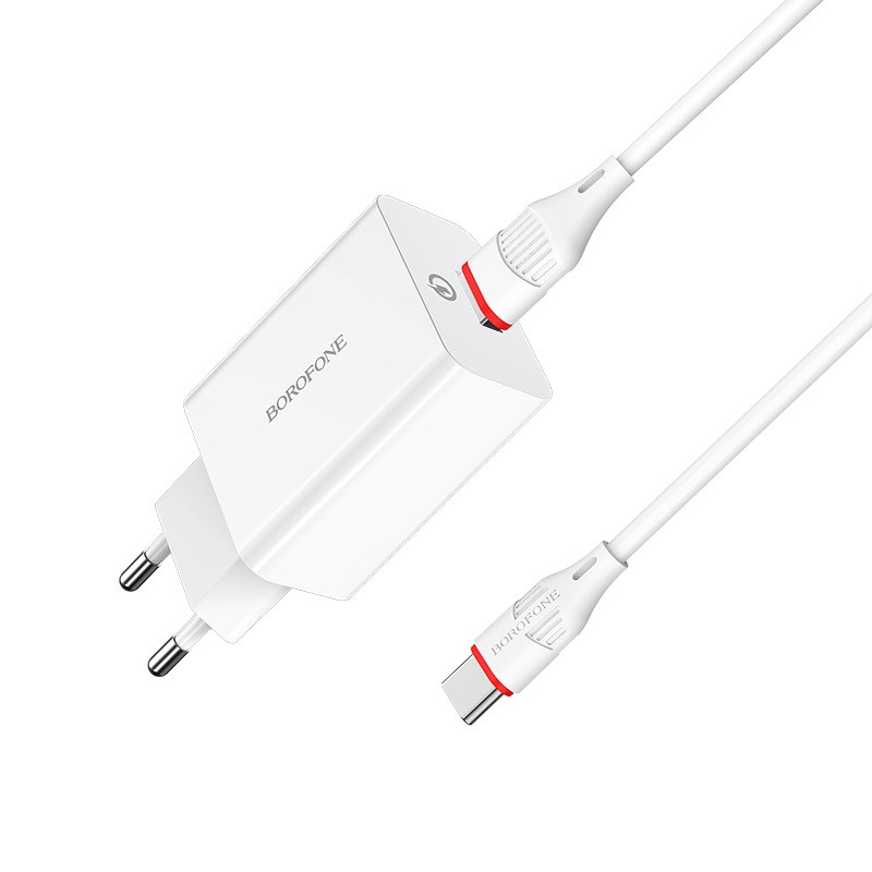 Фото СЗУ Borofone BA21A Long journey QC3.0 3A (1USB-A) + кабель USB to Type-C (Белый) на vchehle.ua