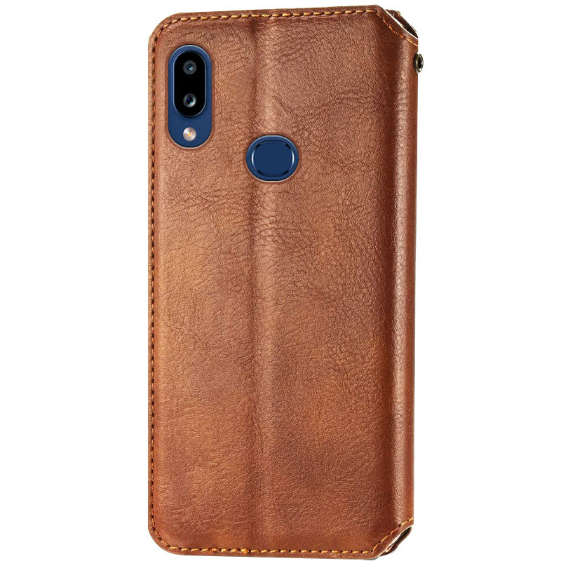 Фото Кожаный чехол-книжка GETMAN Cubic (PU) для Samsung Galaxy A10s (Коричневый) на vchehle.ua