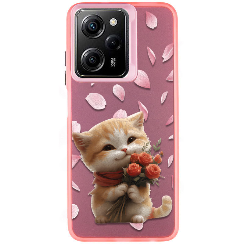 TPU+PC чехол TakiTaki Love magic glow для Xiaomi Poco X5 Pro 5G / Redmi Note 12 Pro 5G (Romantic kitten / Pink)