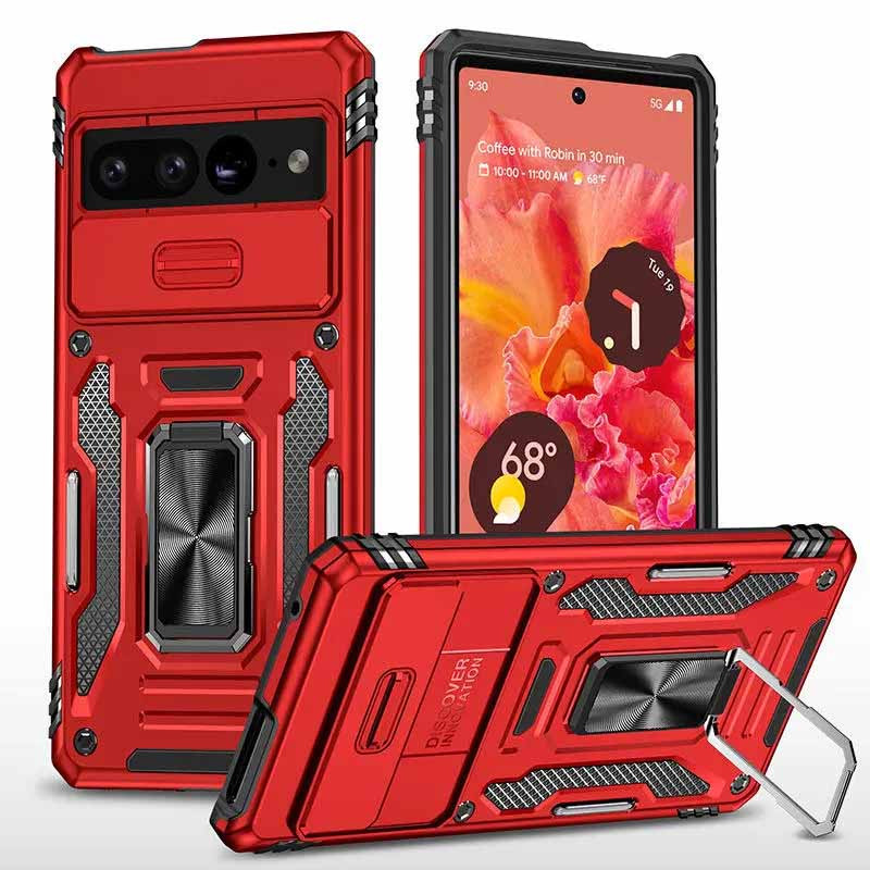 Ударопрочный чехол Camshield Army Ring для Google Pixel 7 Pro (Красный / Red)