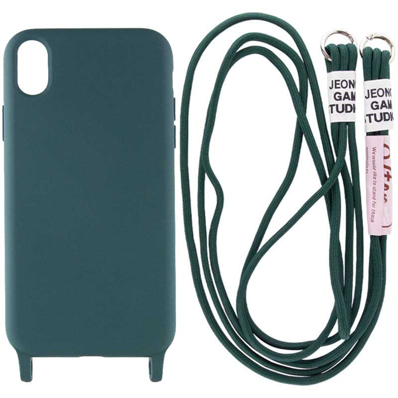 Чохол Cord case з довгим кольоровим ремінцем на Apple iPhone X / XS (5.8") (Зелений / Forest green)