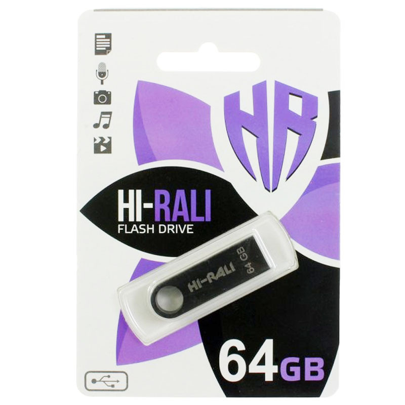 

Флеш накопичувач USB Hi-Rali Shuttle 64 GB Срібна серія (Срібний) 1213219