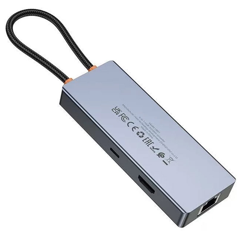 Переходник HUB Hoco HB51 Wow 6in1 (Type-C to HDTV+RJ45+PD+3xUSB3.0) (Deep space gray) в магазине vchehle.ua