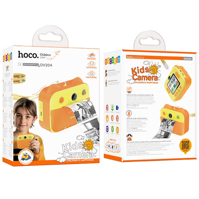 Фото Детская фотокамера с моментальной печатью Hoco DV204 Dual-camera (Yellow) в магазине vchehle.ua