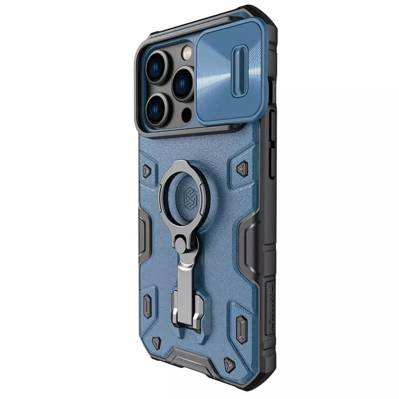 Фото TPU+PC чохол Nillkin CamShield Armor Pro no logo (шторка на камеру) на Apple iPhone 14 Pro (6.1") (Синій) на vchehle.ua