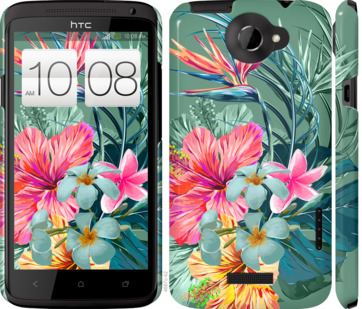 

Чехол Тропические цветы v1 для HTC One X+ 844923