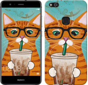 Чохол Зеленоокий кіт в окулярах на Huawei P10 Lite