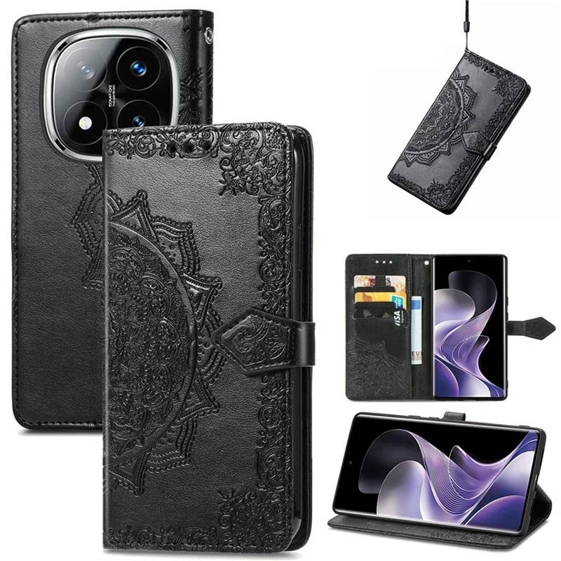 Шкіряний чохол-книжка Art Case з візитницею на Xiaomi Redmi Note 14 Pro 4G (Чорний) в магазині vchehle.ua