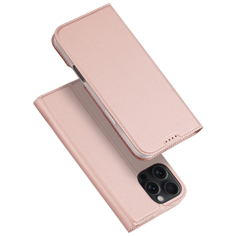 Чохол-книжка Dux Ducis з кишенею для візиток на Apple iPhone 16 Pro (6.3") (Rose Gold)