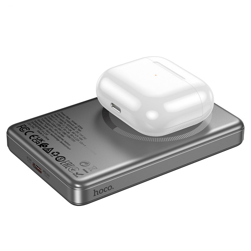 Фото Портативное ЗУ Power Bank Hoco Q26A Joy PD20W с БЗУ 10000 mAh (Metal gray) на vchehle.ua