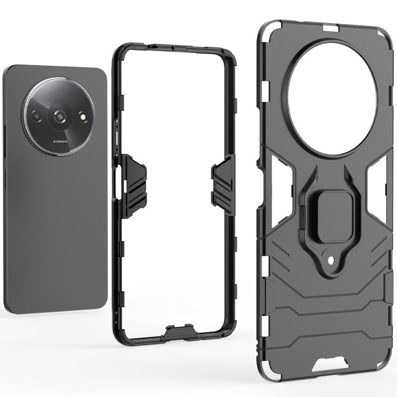 Заказать Ударопрочный чехол Transformer Ring for Magnet для Xiaomi Redmi A3 (Черный / Soul Black) на vchehle.ua